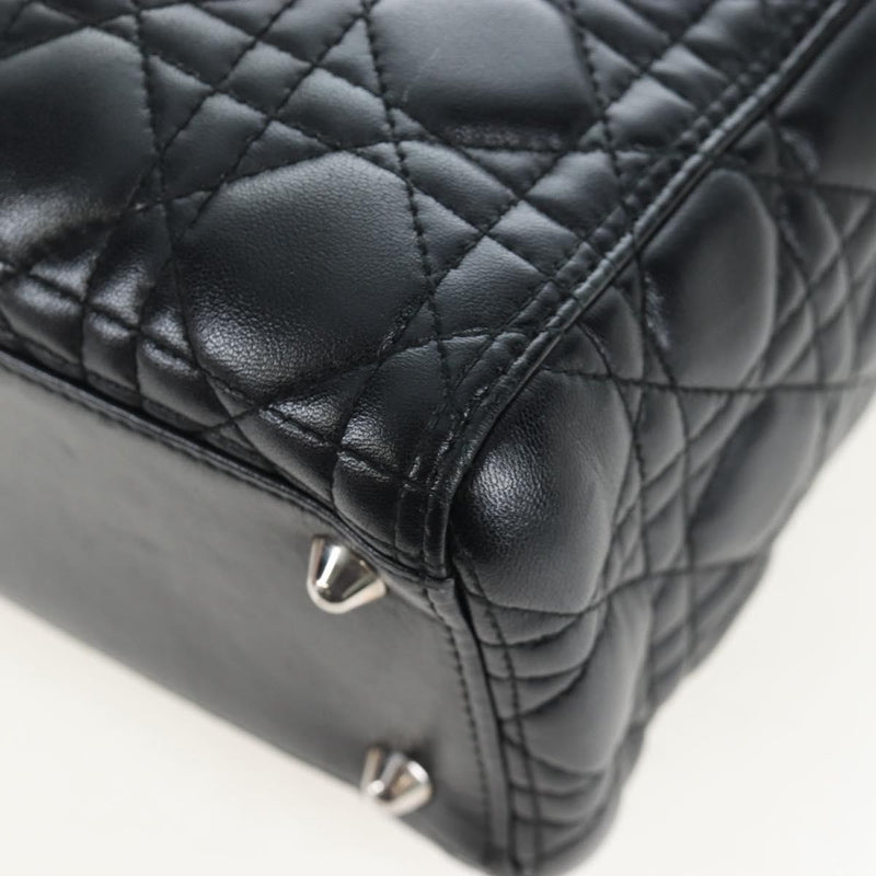 Christian Dior Lady Lambskin Black Leather Bag