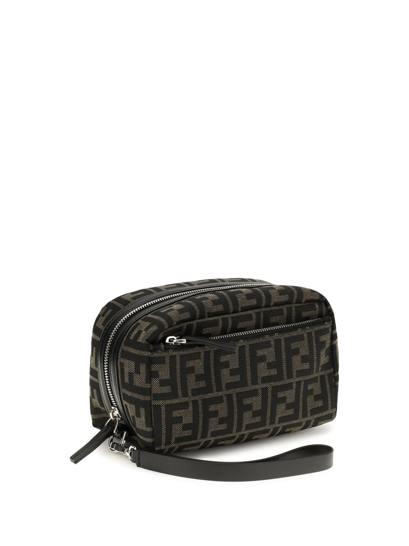 Fendi Ff Travel Wallet — Black Polyester; Cotton