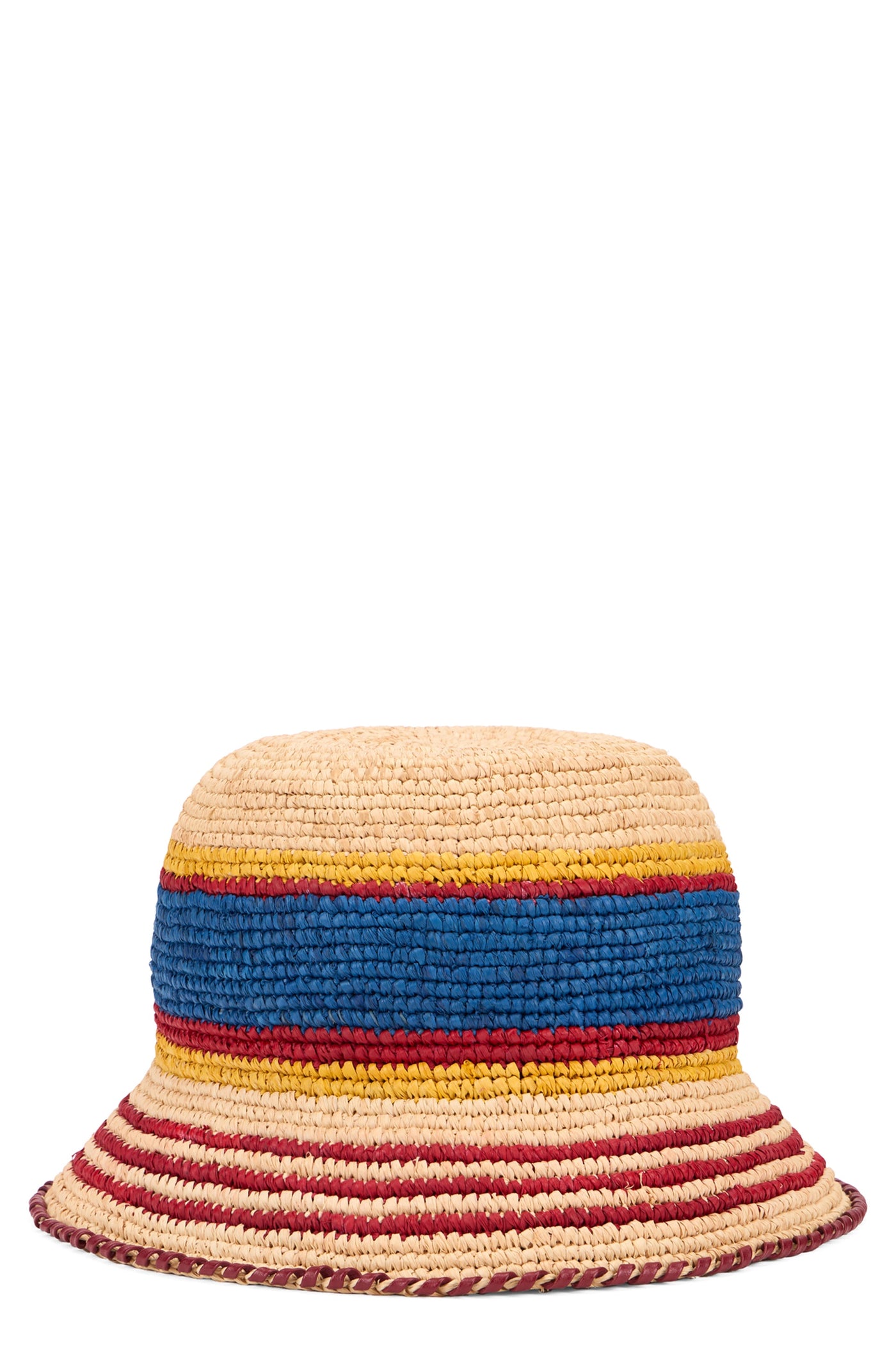 Rabanne 25aaa0245 Striped Raffia Bucket Hat — Beige
