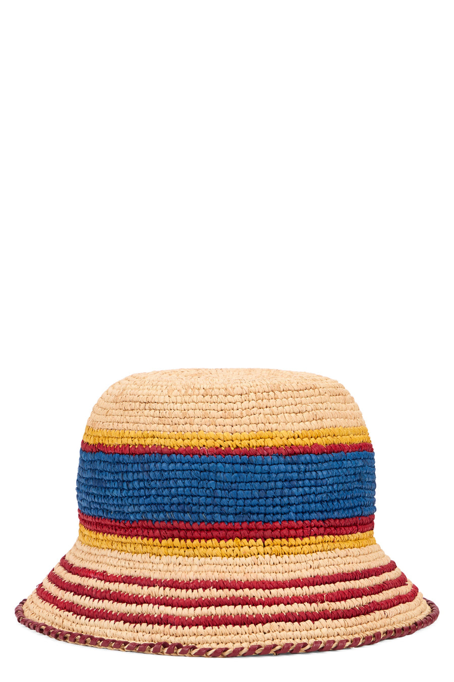 Rabanne 25aaa0245 Striped Raffia Bucket Hat — Beige