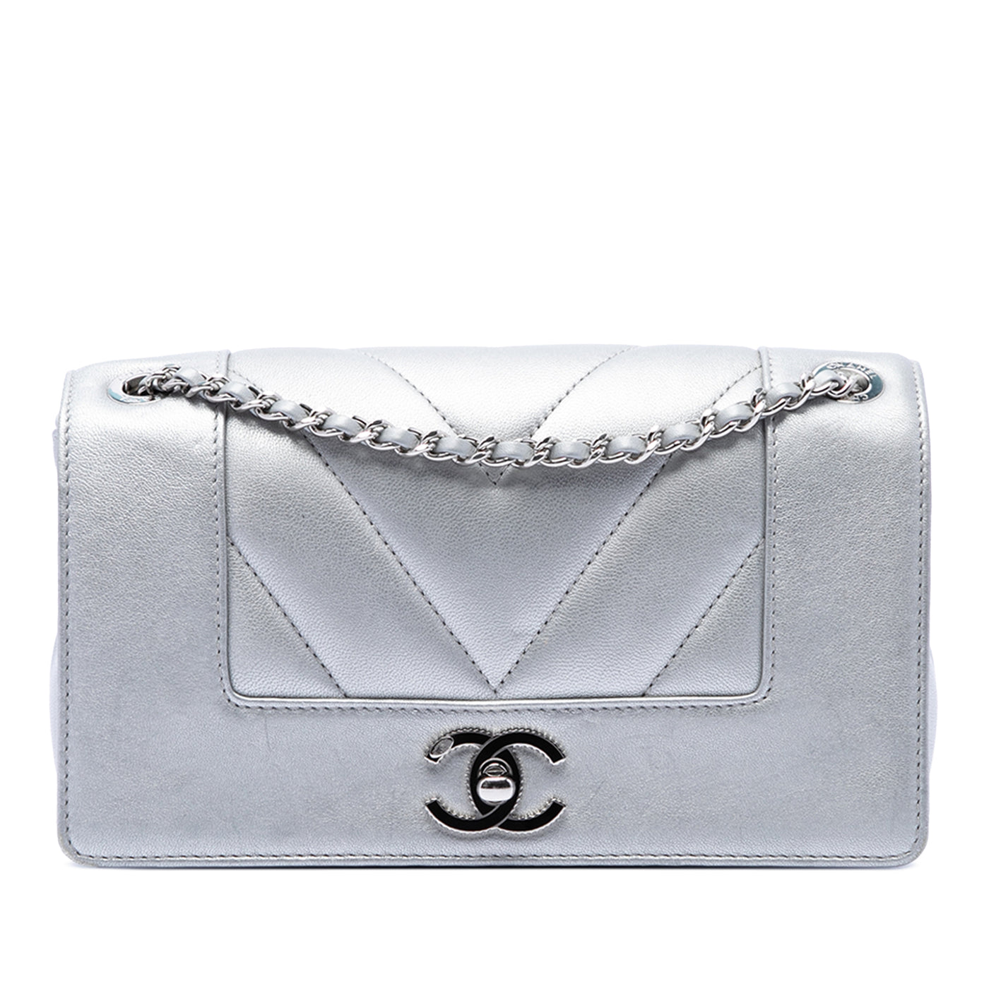 Mini Quilted Chevron Sheepskin Mademoiselle Vintage Flap - Image 1