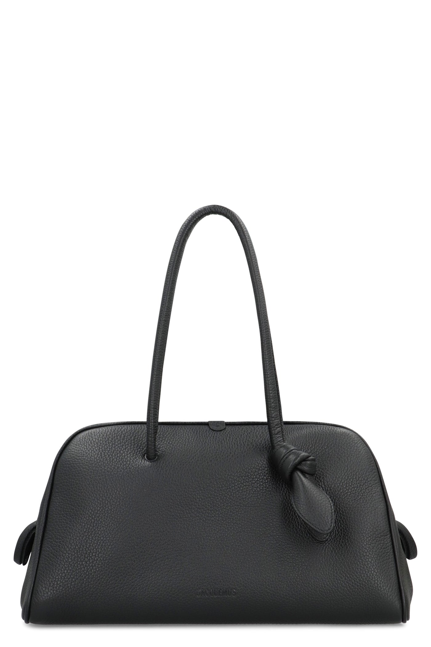 Jacquemus Hammered Calf Leather Shoulder Bag — Black