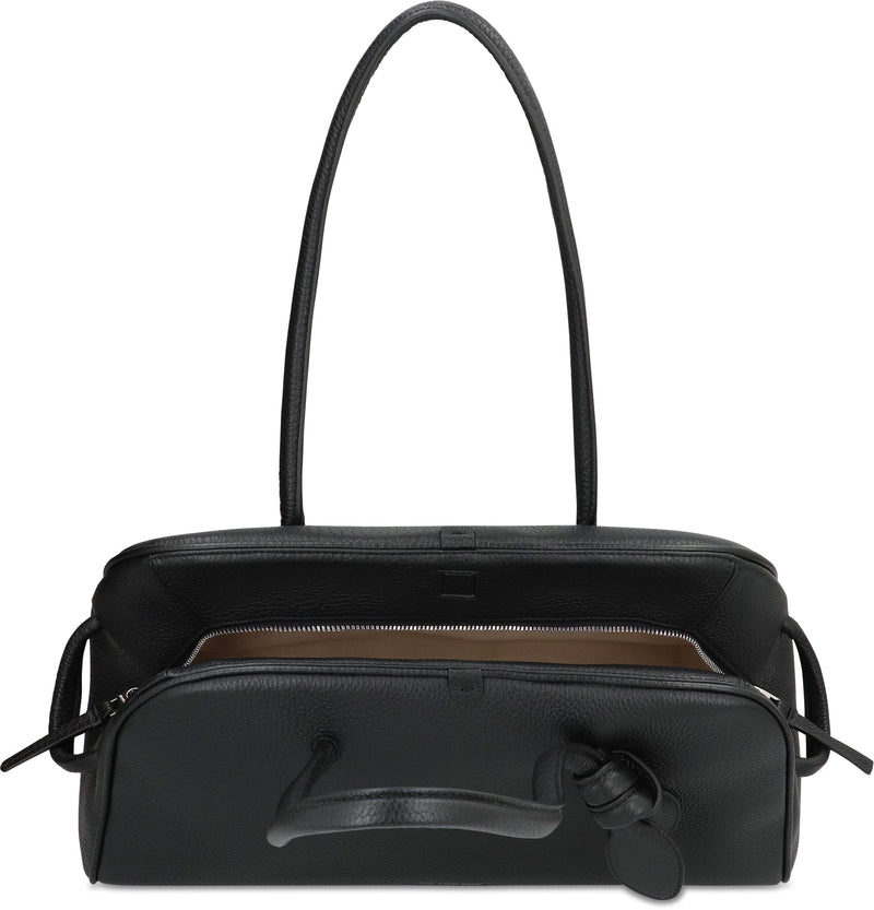 Jacquemus Hammered Calf Leather Shoulder Bag — Black