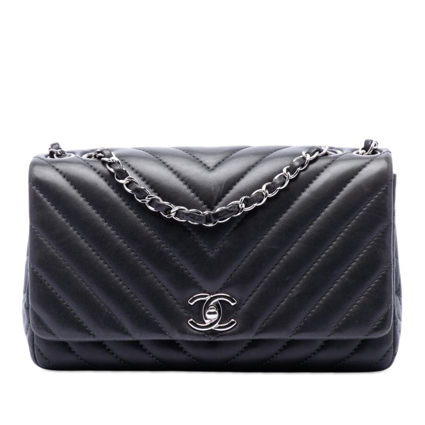 Medium Chevron Lambskin Surpique Flap - Image 1