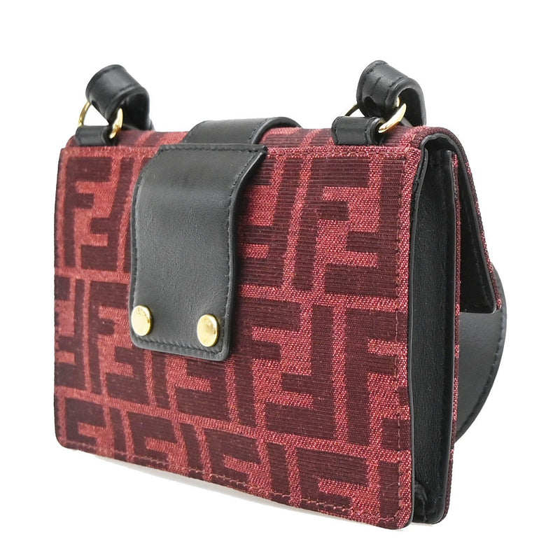 Fendi Baguette Convertible Pouch Zucca Canvas Burgundy