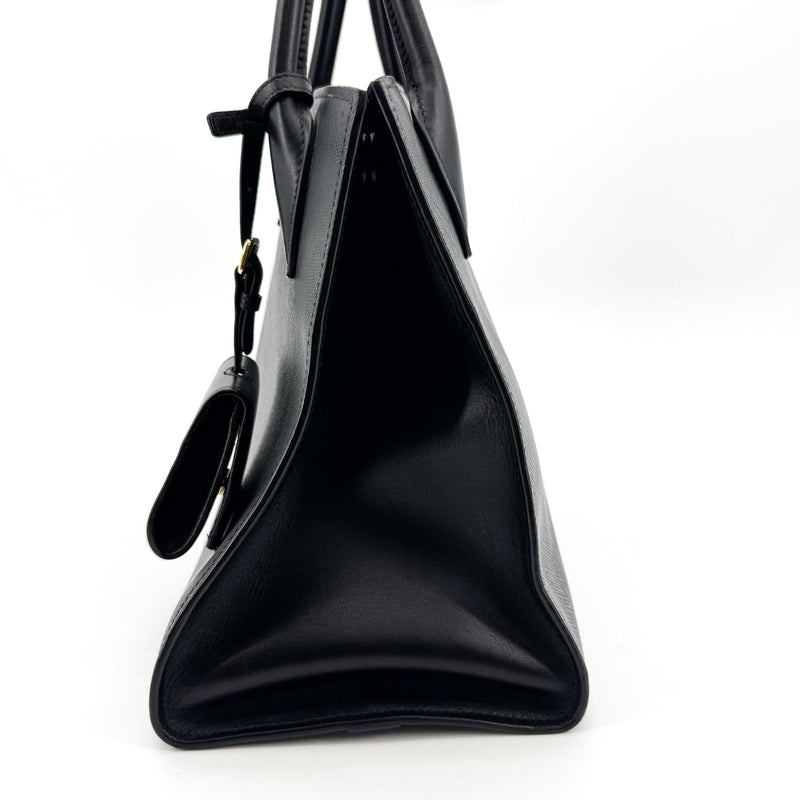 Prada Monochrome Saffiano With City Calf Black Leather Bag