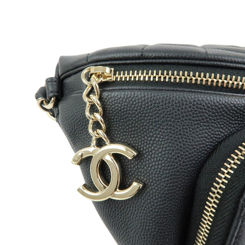 Chanel Business Affinity Waist Quilted Caviar Black Leather Bag