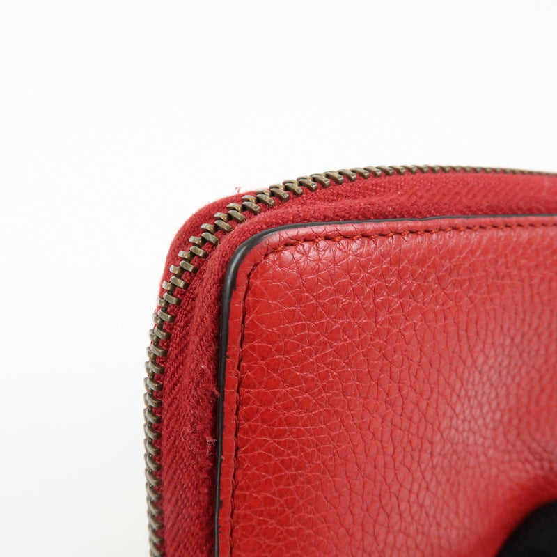 Gucci Logo Zip Card Case Printed Leather Red Accessory