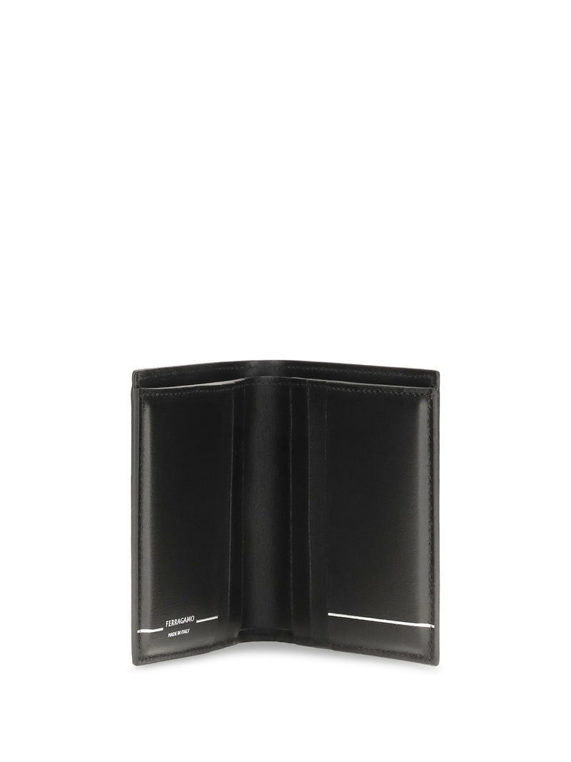 Ferragamo Gancini Wallet — Black Calf Leather Bos Taurus