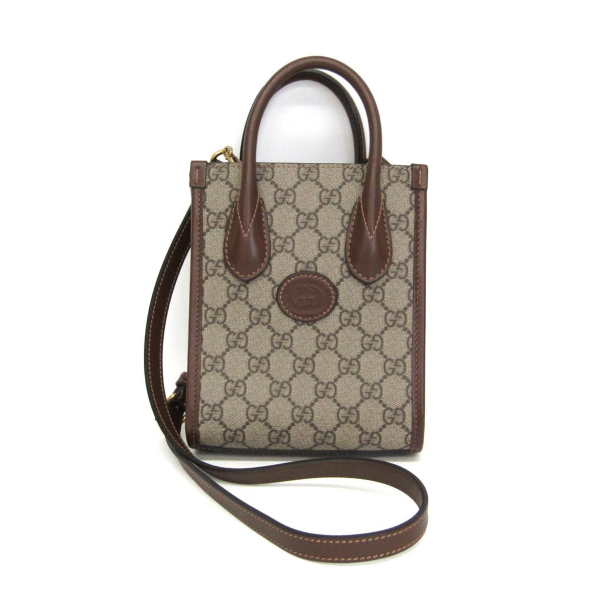 Gucci Interlocking G Patch Gg Coated Canvas Beige Bag
