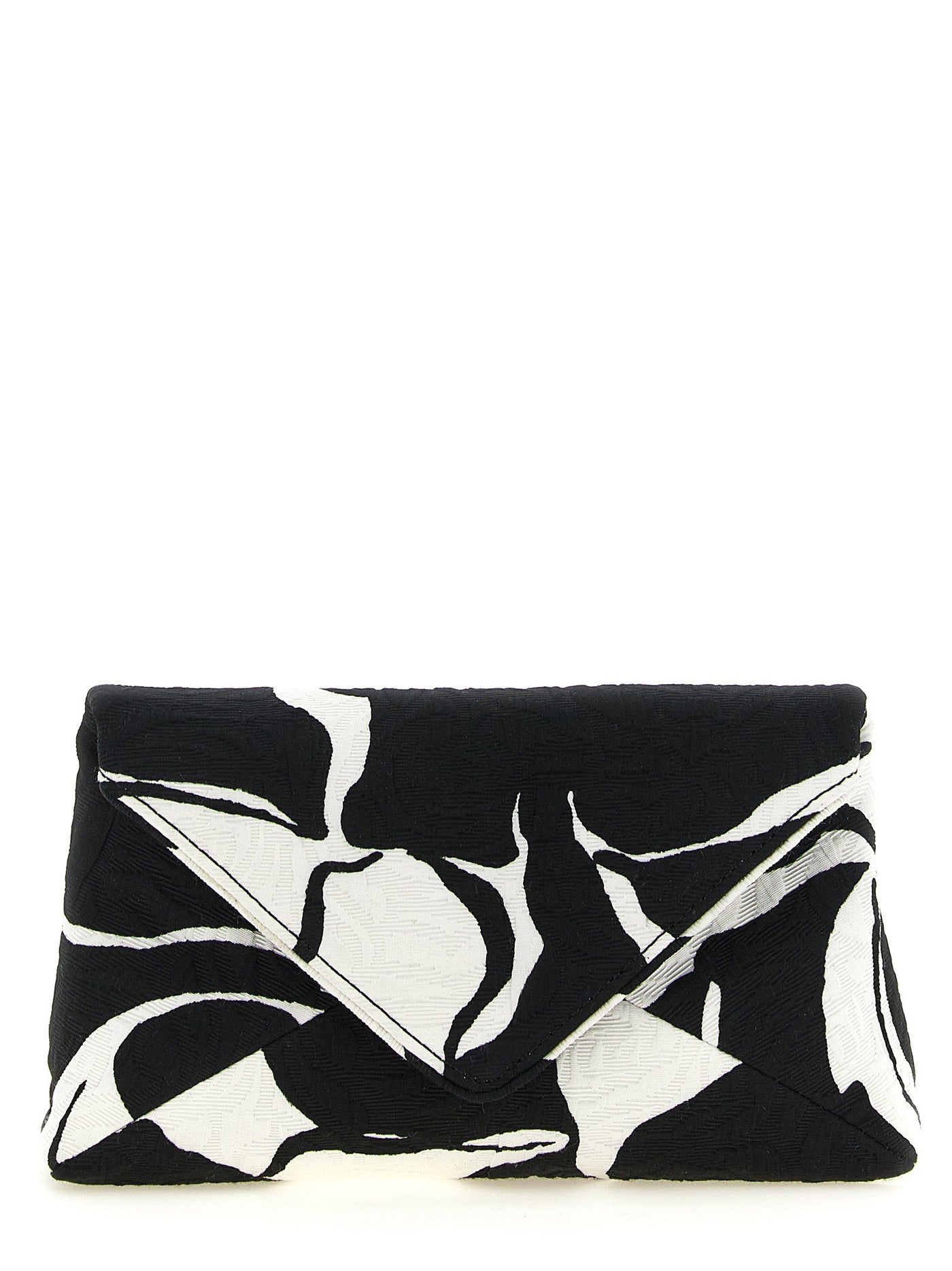 Dries Van Noten Jacquard Graphic Clutch — Black Fabric