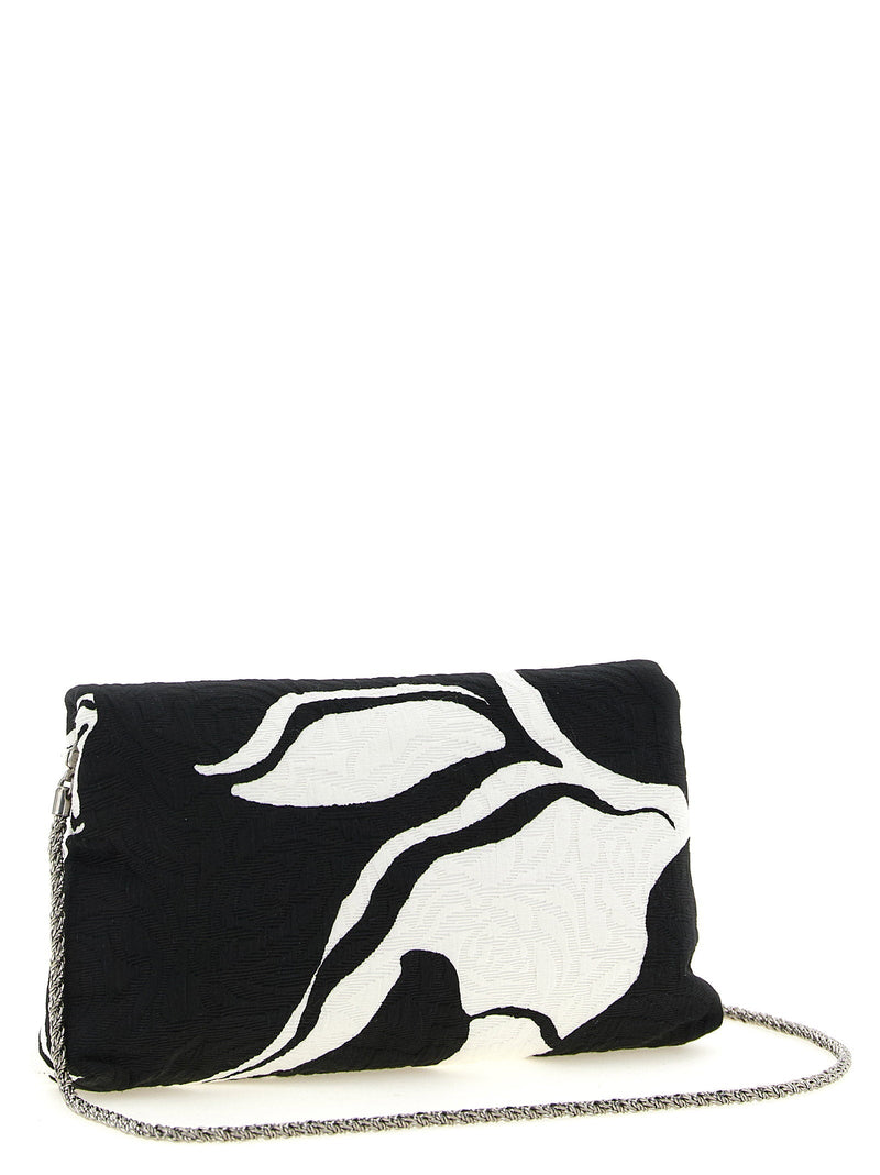 Dries Van Noten Jacquard Graphic Clutch — Black Fabric