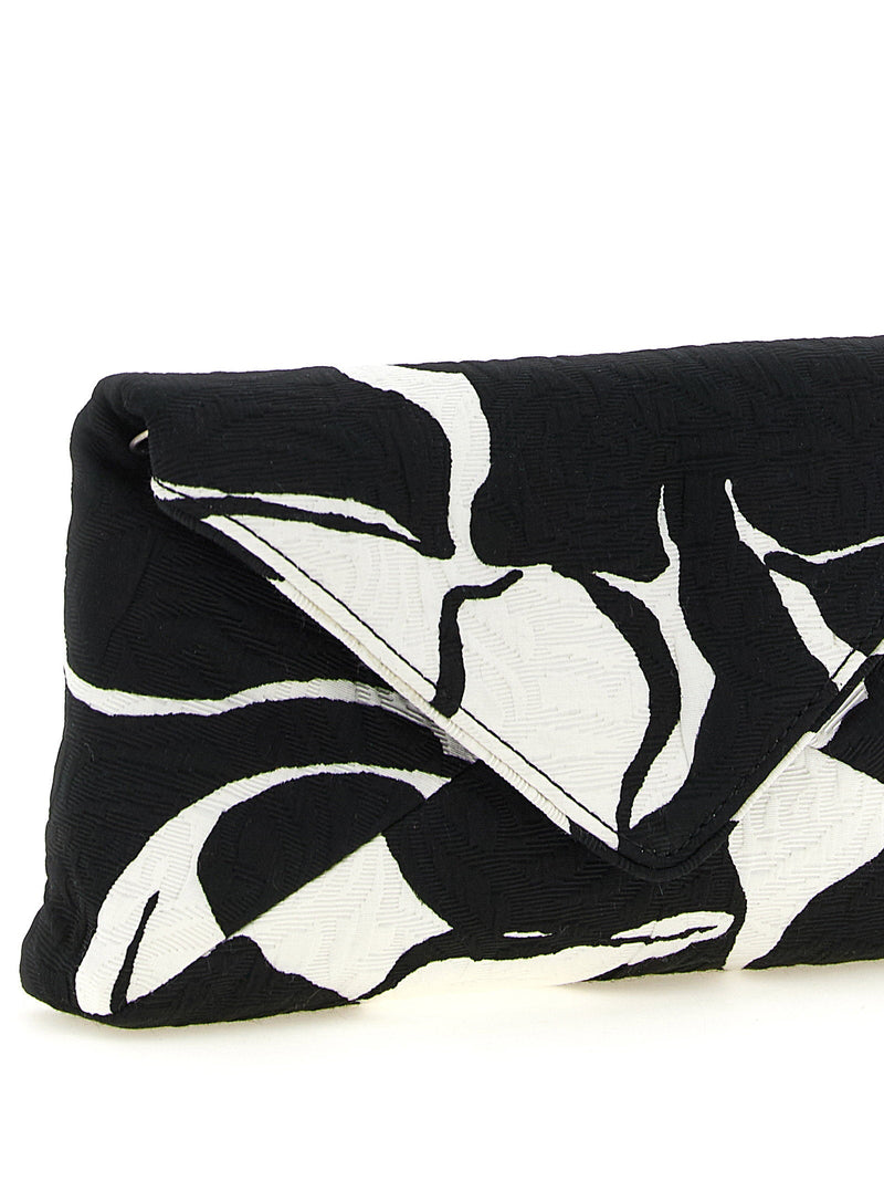 Dries Van Noten Jacquard Graphic Clutch — Black Fabric