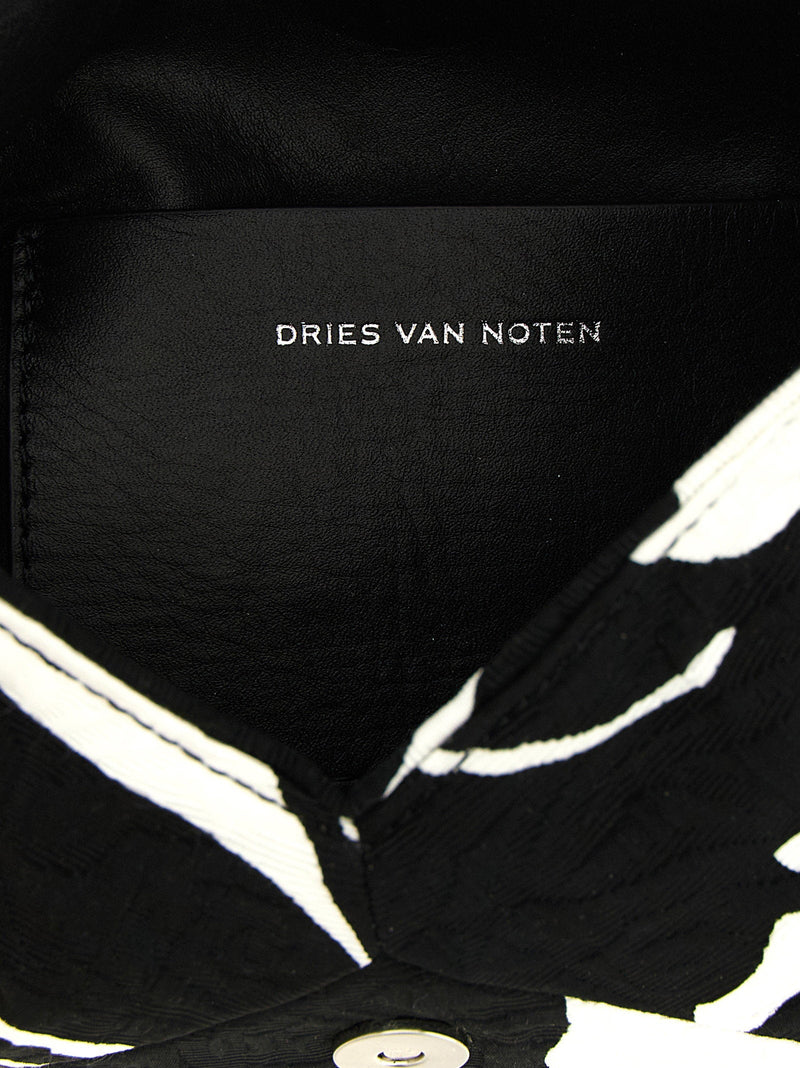 Dries Van Noten Jacquard Graphic Clutch — Black Fabric