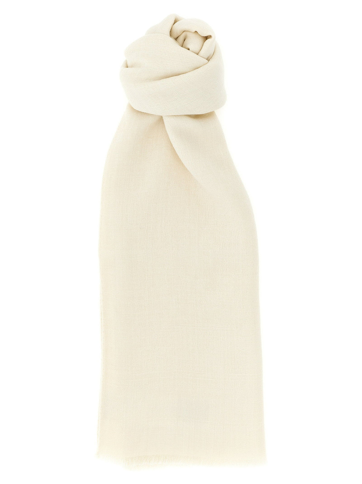 Max Mara Wool And Silk Jacquard Shawl — Cream Shawls