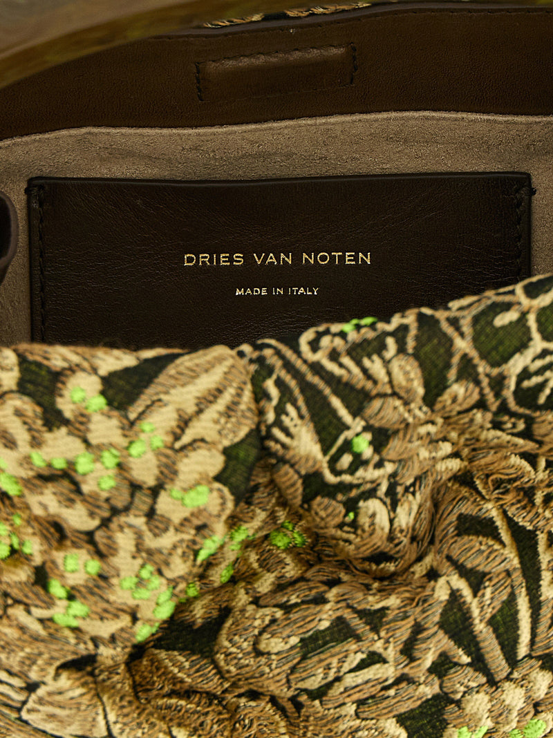 Dries Van Noten Crisp Top Handle Bag — Lime