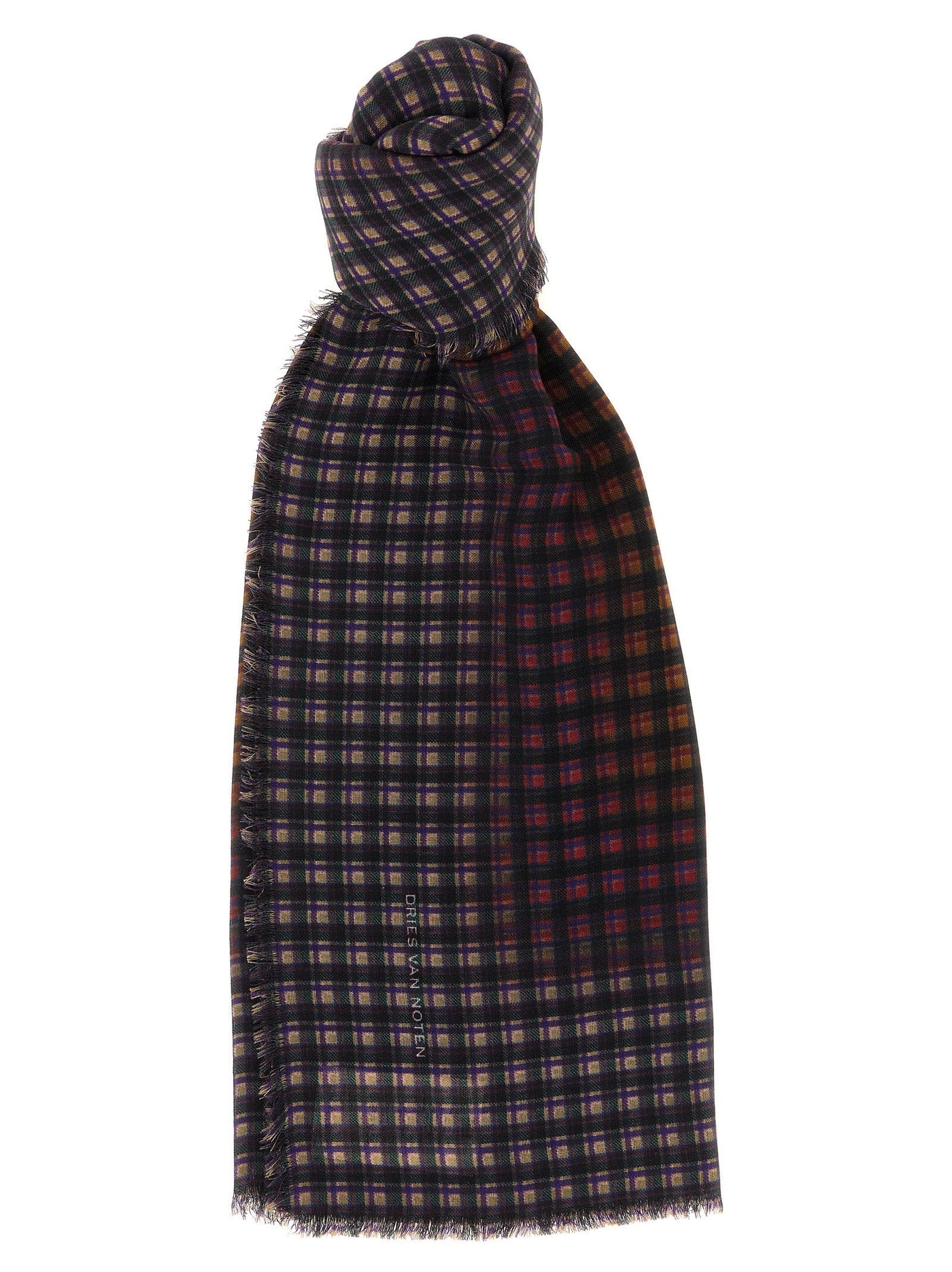 Dries Van Noten Folk Scarf — Black Pure Wool Scarfs