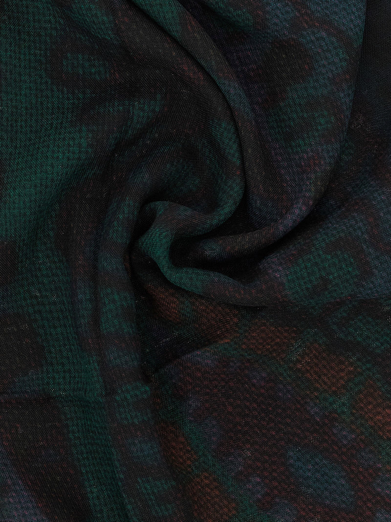 Dries Van Noten Folk Scarf — Black Pure Wool Scarfs