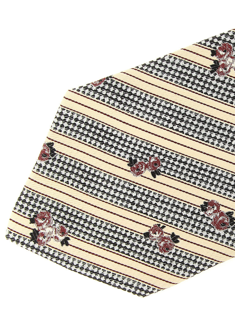 Dries Van Noten Jacquard Silk Diagonal Stripe Necktie — Cream Neckties