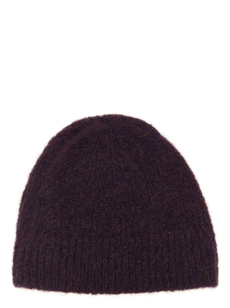 Dries Van Noten Beanie — Burgundy Alpaca And Wool Blend Winter Hats