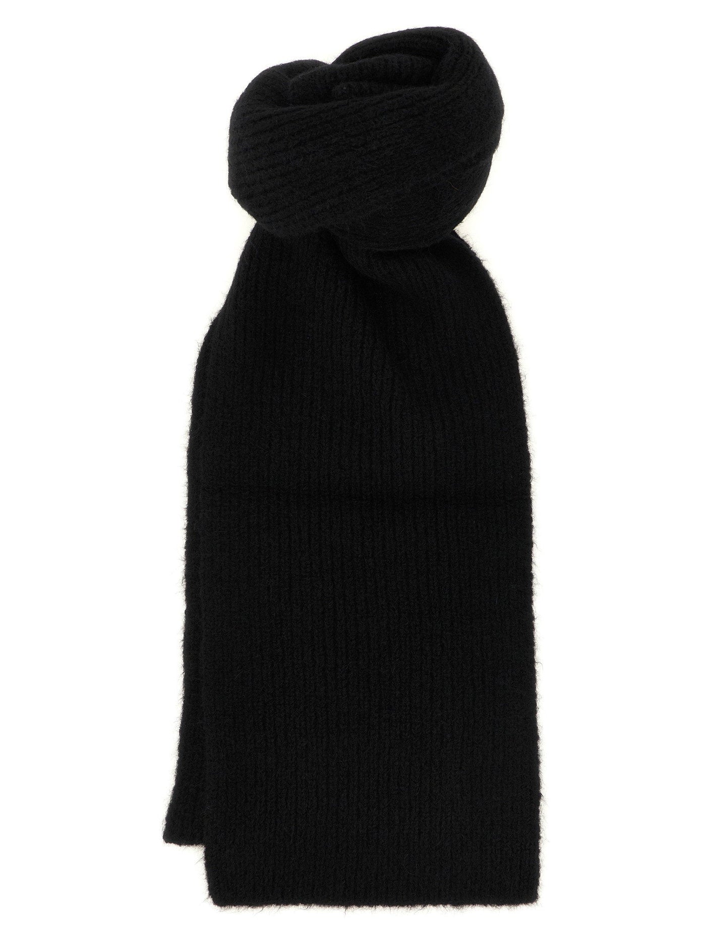 Dries Van Noten Moyson Scarf — Black Alpaca And Merino Wool Blend Scarfs