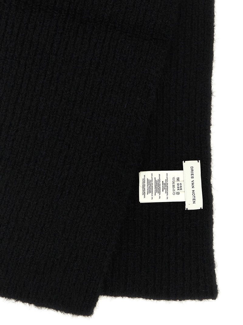 Dries Van Noten Moyson Scarf — Black Alpaca And Merino Wool Blend Scarfs
