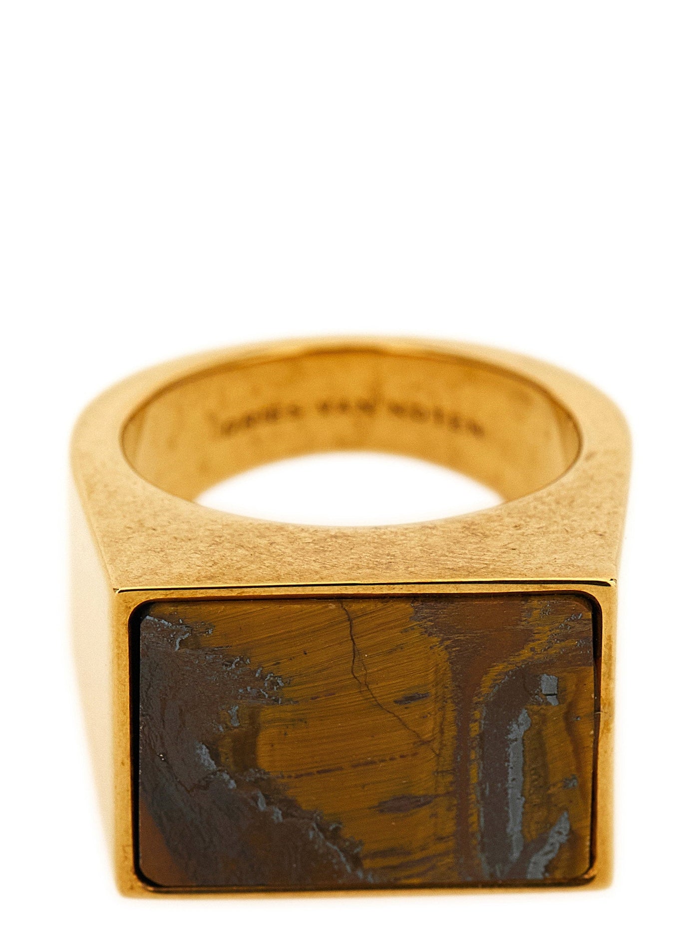 Dries Van Noten Tigers Eye Stone Ring — Gold Gilded Brass Rings