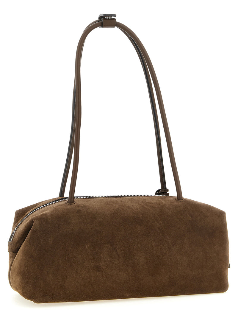 Max Mara Suede Top Case Shoulder Bag — Taupe