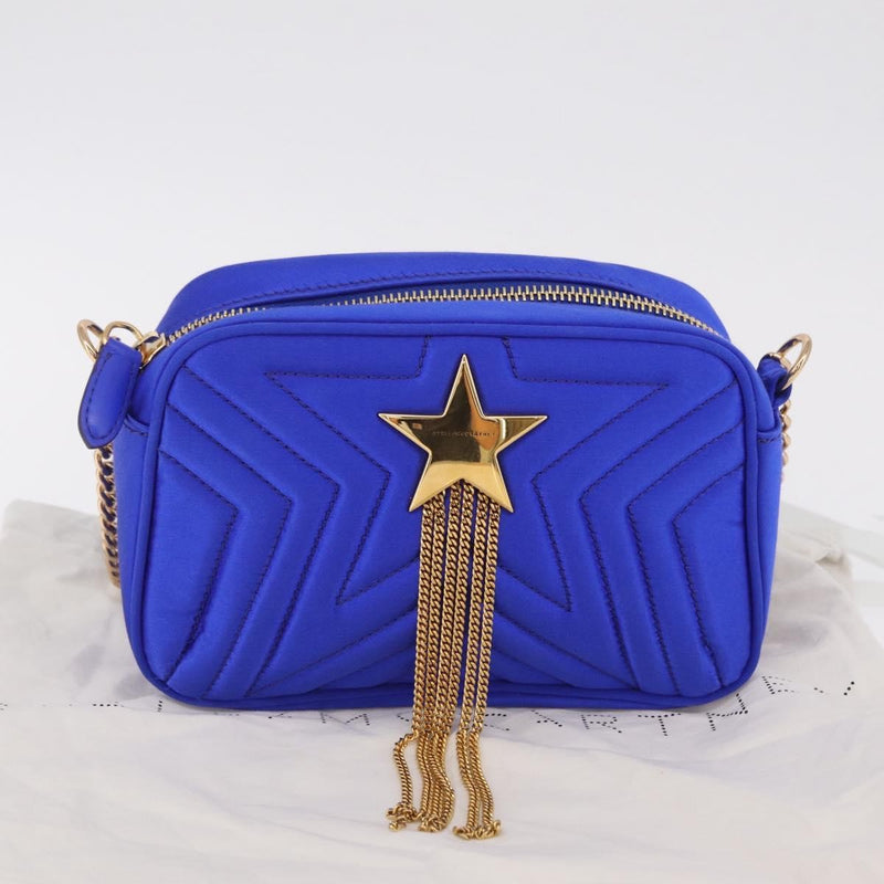 Stella Mccartney Star Camera Quilted Satin Blue Bag
