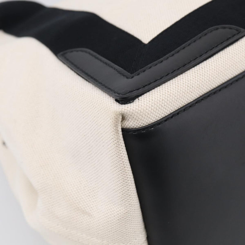 Balenciaga Navy Cabas Canvas With Leather White Bag