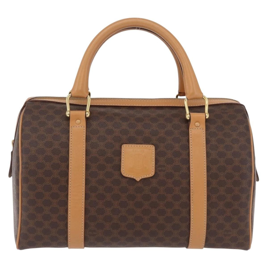 Celine Vintage Boston Macadam Coated Canvas Brown Pvc Bag