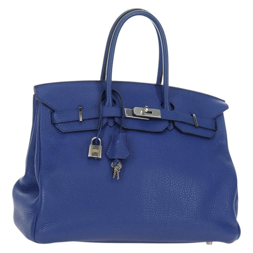 Hermes Birkin Blue Clemence With Palladium Hardware Leather Bag