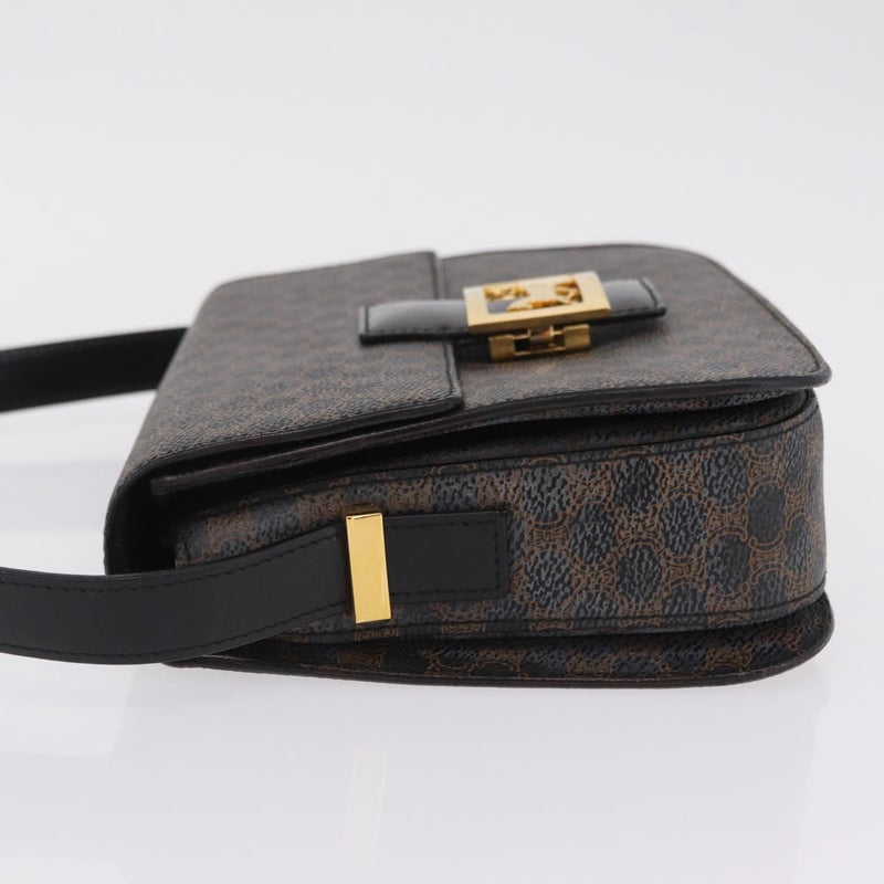 Celine Vintage Horse Carriage C Macadam Canvas And Leather Black Bag