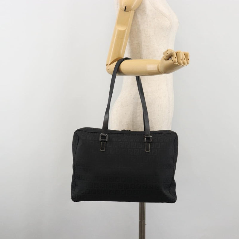 Fendi Shoulder Zucchino Canvas Black Bag