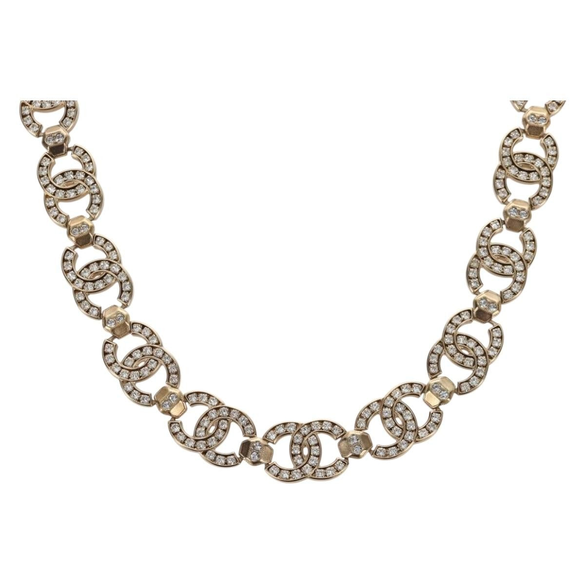Chanel Cc Link Choker Metal With Crystals Gold Bijoux