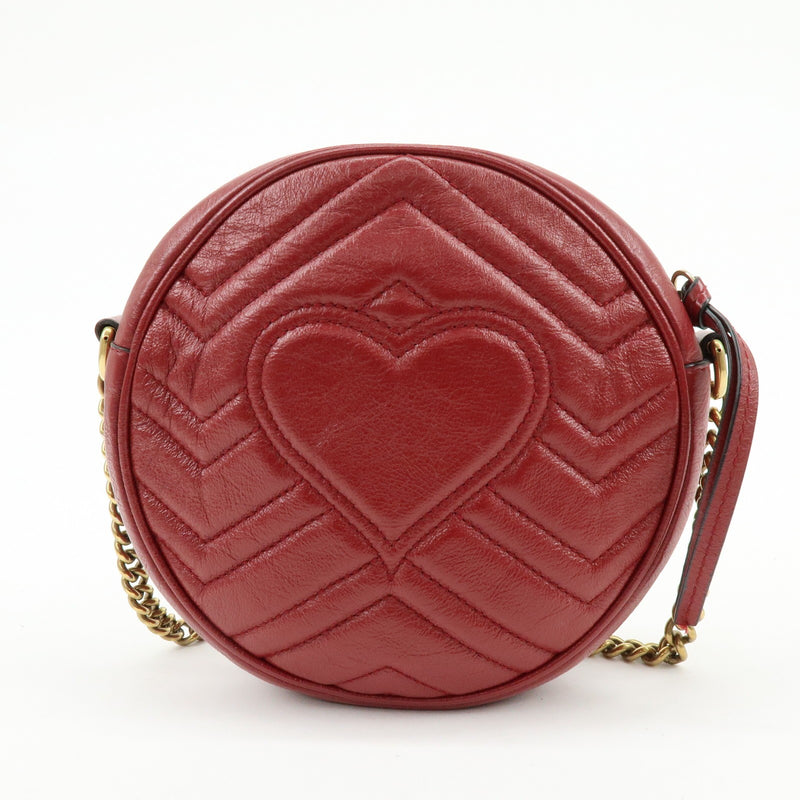 Gucci Gg Marmont Round Matelasse Leather Red Bag