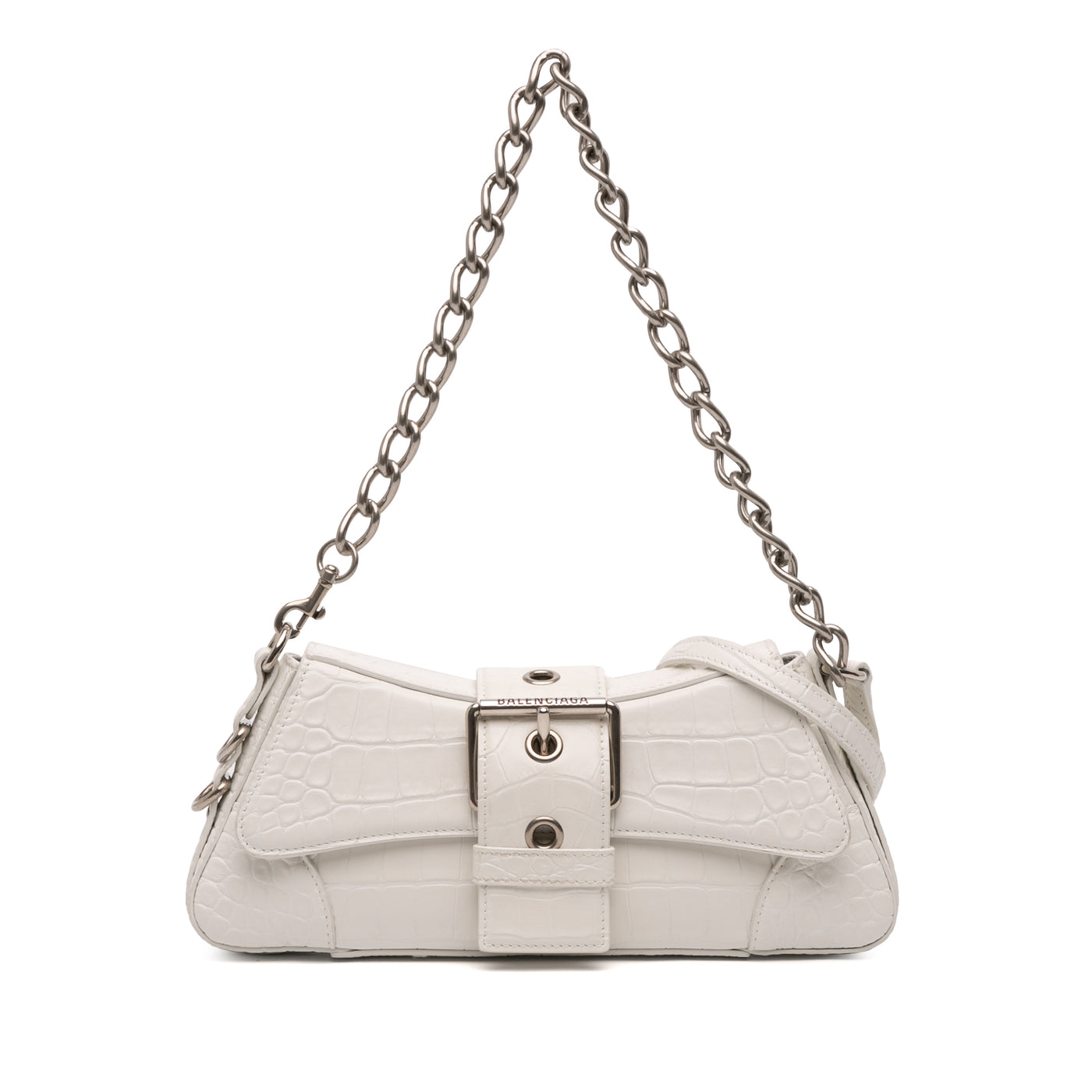 Small Croc Embossed Leather Lindsay Satchel - Image 1