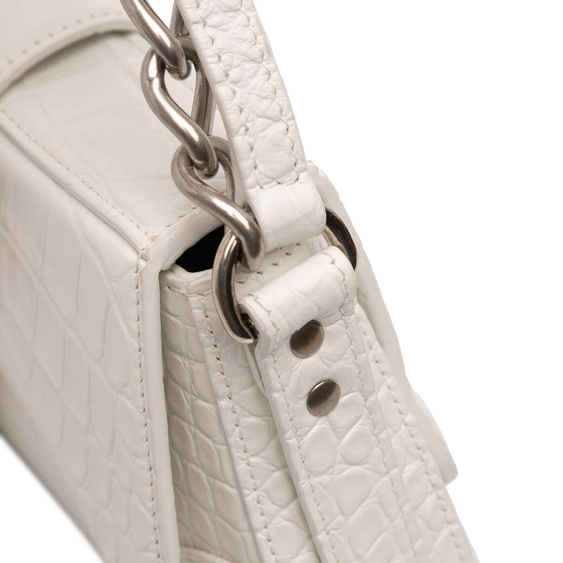 Small Croc Embossed Leather Lindsay Satchel - Image 10