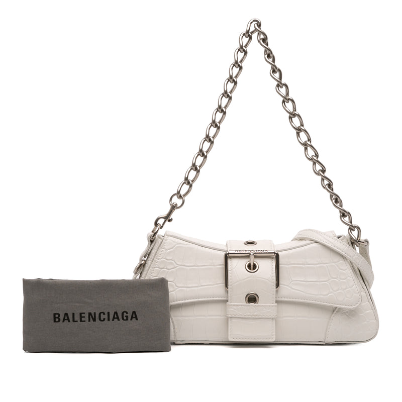 Small Croc Embossed Leather Lindsay Satchel - Image 12