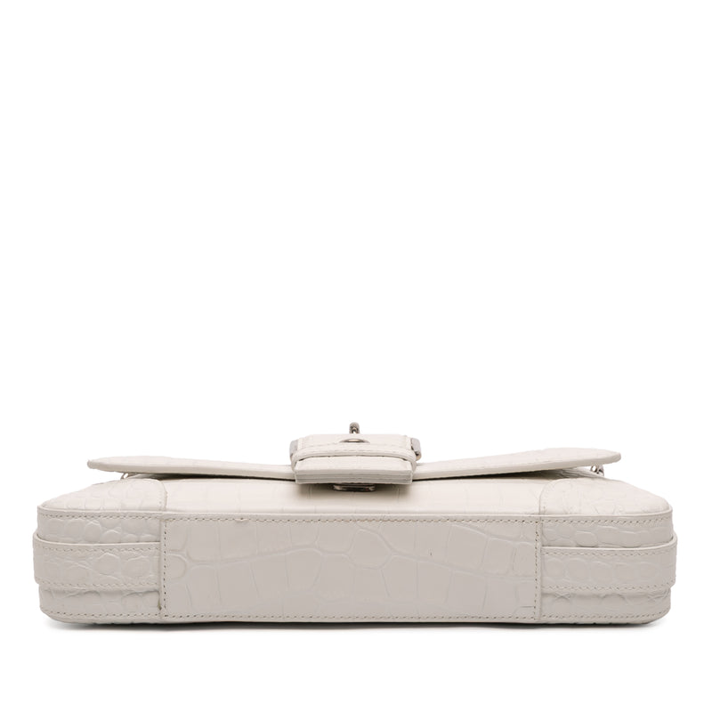 Small Croc Embossed Leather Lindsay Satchel - Image 3