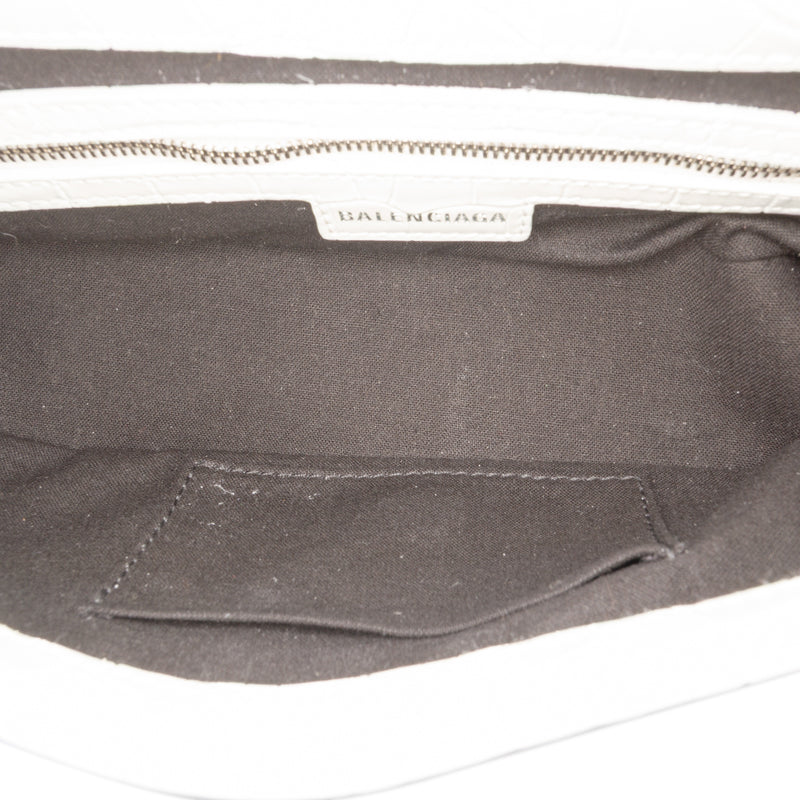 Small Croc Embossed Leather Lindsay Satchel - Image 4