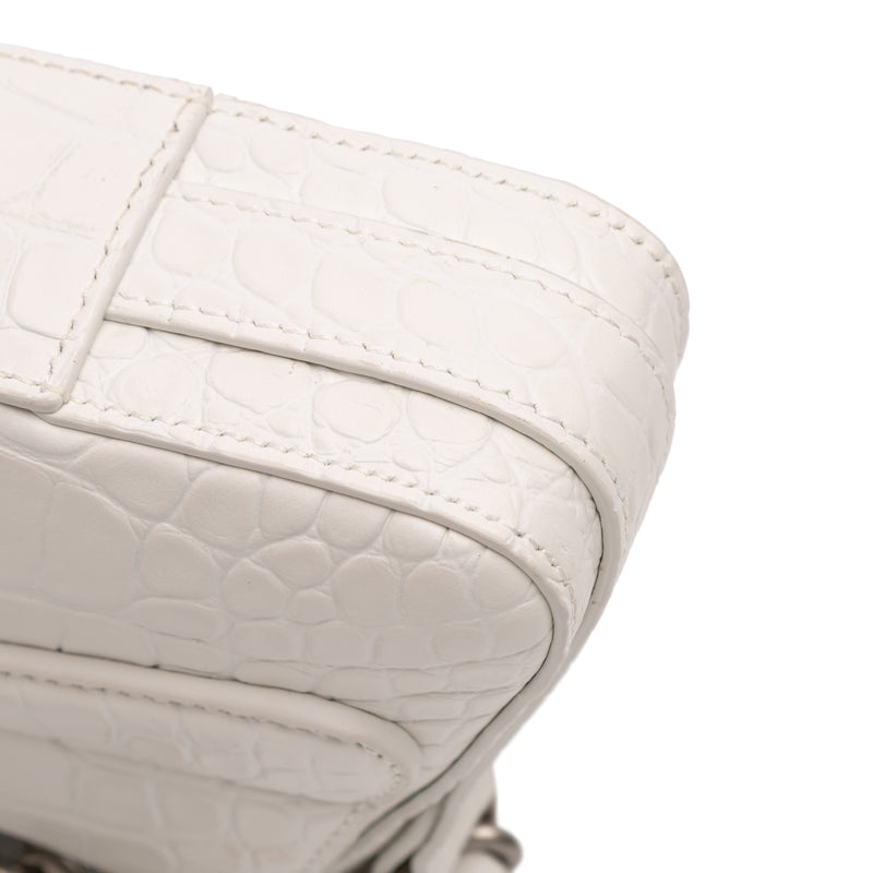 Small Croc Embossed Leather Lindsay Satchel - Image 7