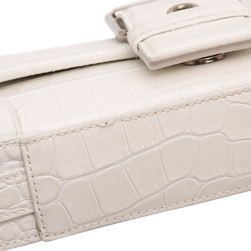 Small Croc Embossed Leather Lindsay Satchel - Image 8