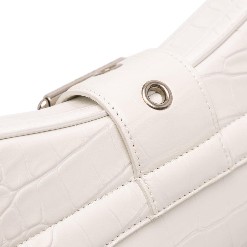 Small Croc Embossed Leather Lindsay Satchel - Image 9