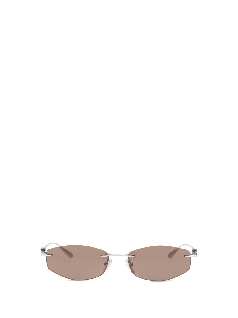 Balenciaga A000uxt0005 Geometric Oval Metal Sunglasses — Ruthenium