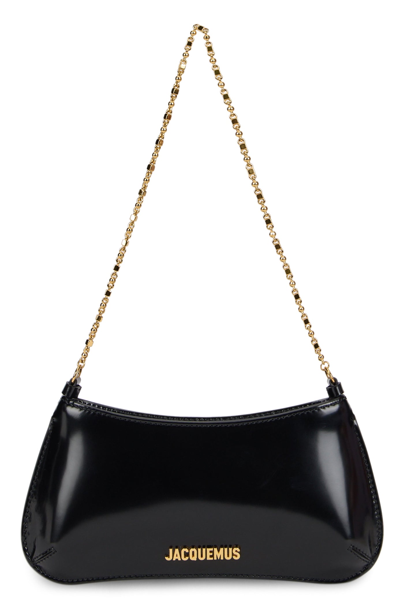 Jacquemus Glossy Calfskin Shoulder Bag — Black