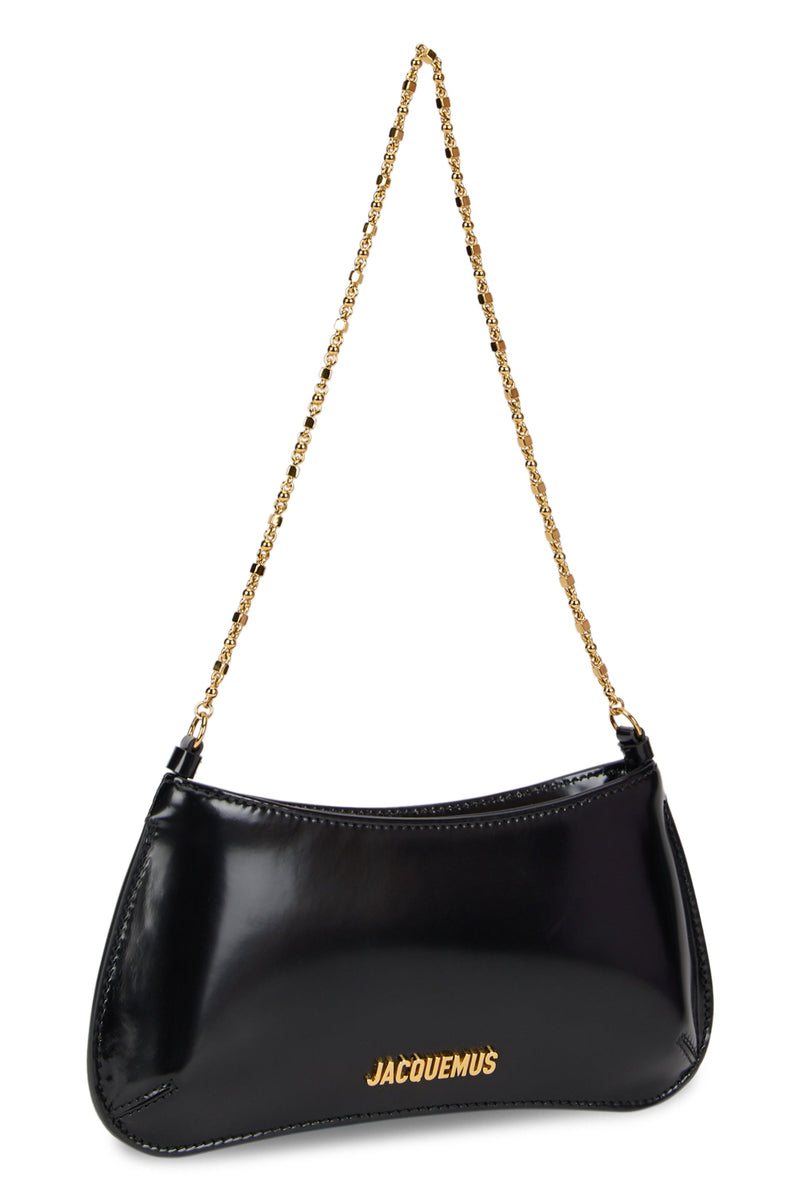 Jacquemus Glossy Calfskin Shoulder Bag — Black