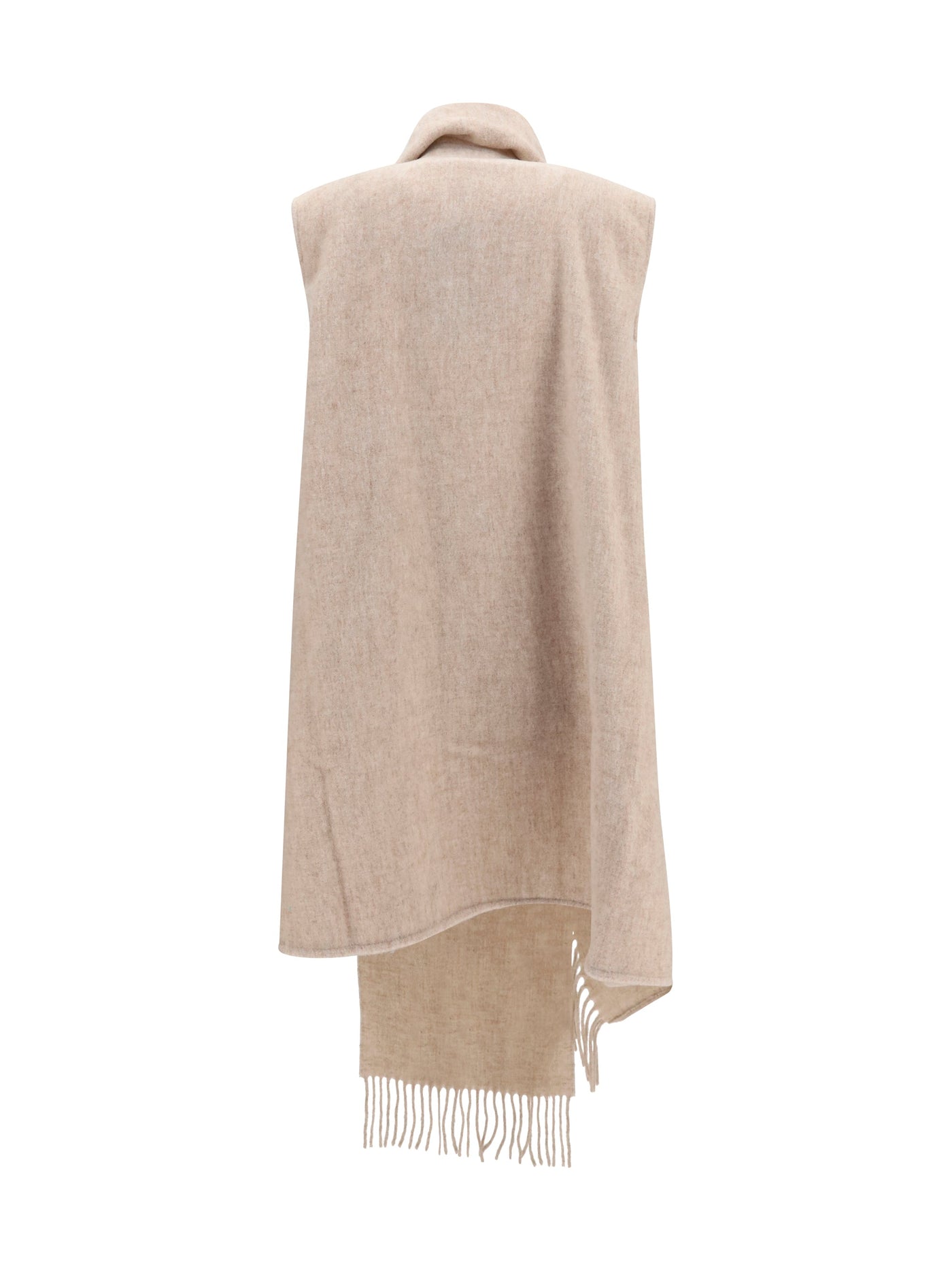 Fabiana Filippi Merino Wool With Fringe Shawl — Beige (ovis Aries) Shawls