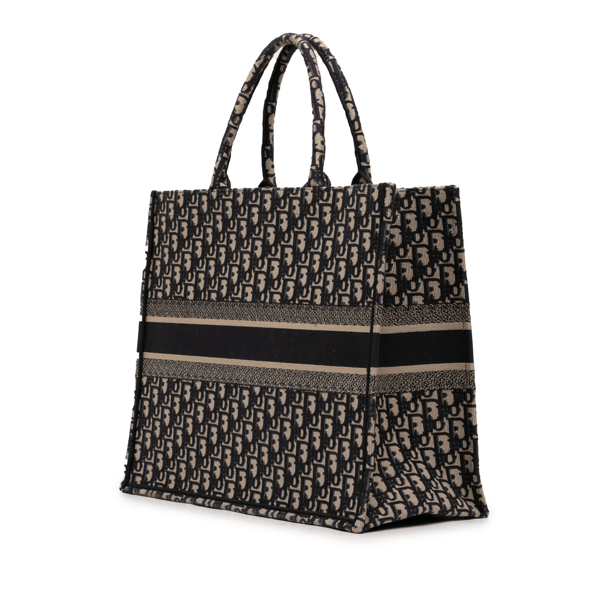 Large Oblique Embroidered Canvas Book Tote - Image 2