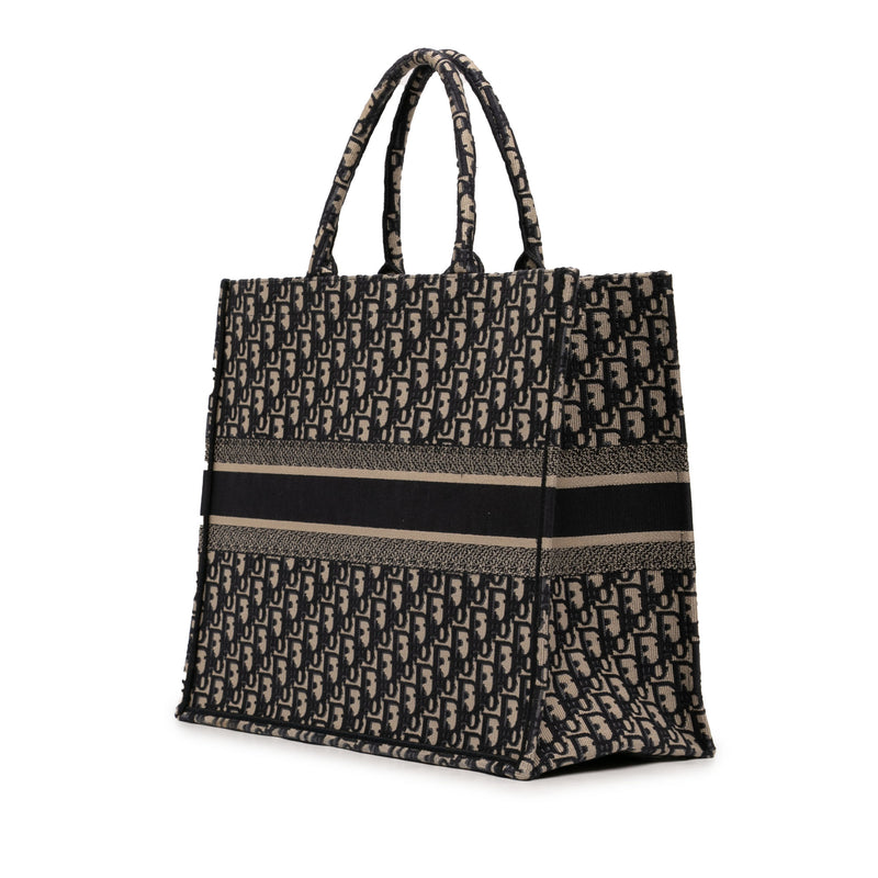 Large Oblique Embroidered Canvas Book Tote - Image 2